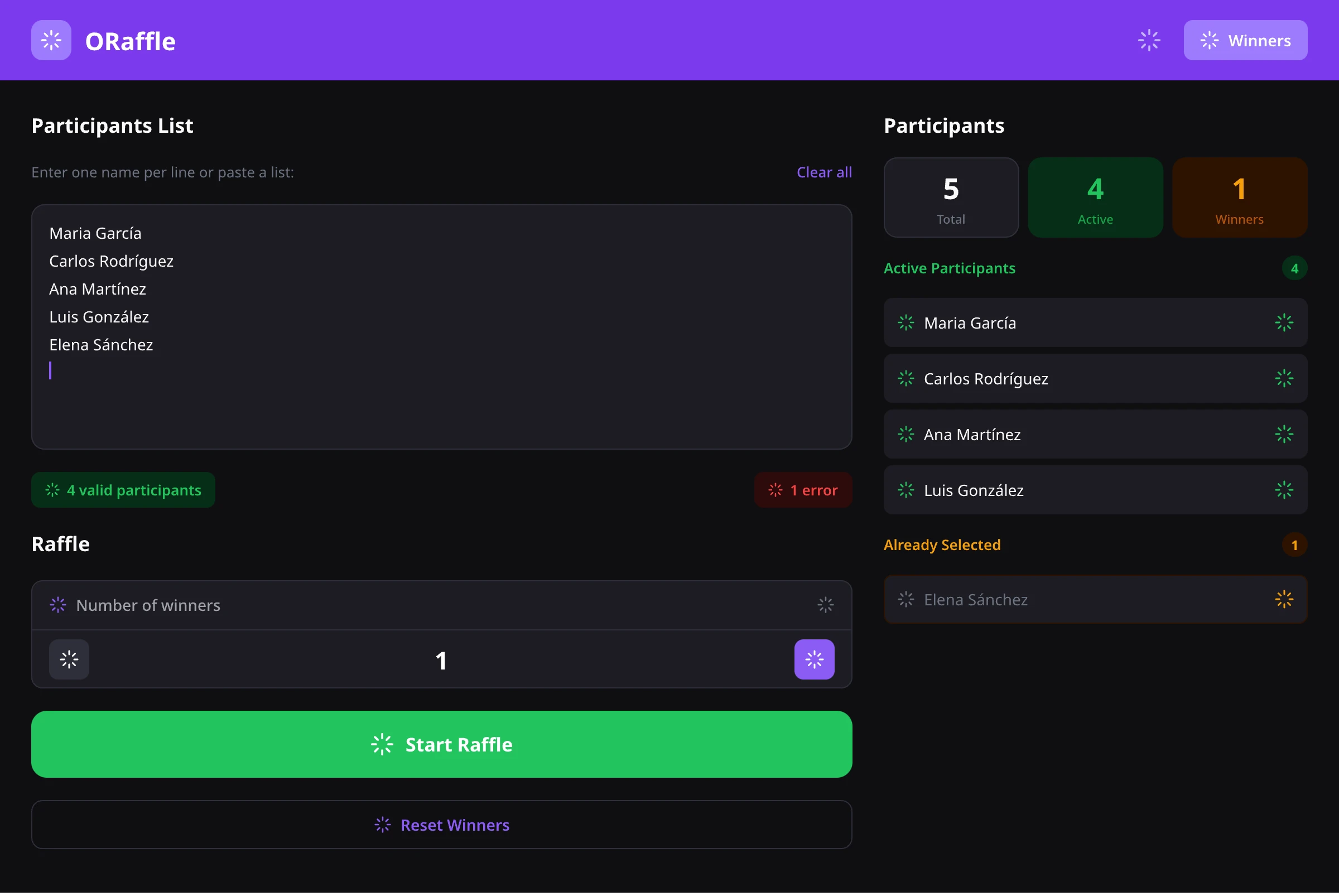 Raffle Screen - Dark